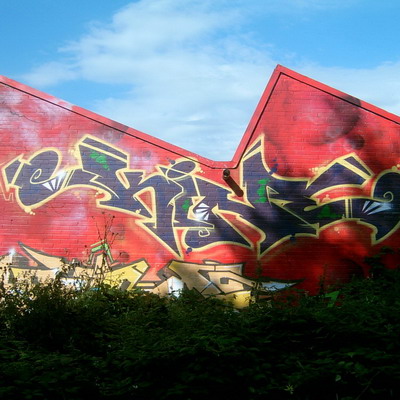 Graffiti and street art from a photo tour in Bremen including colourful sprayed tags and top-to-bottoms.