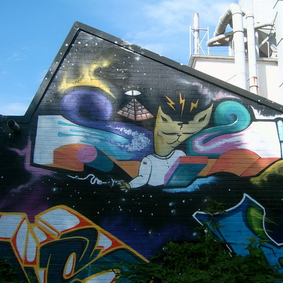 Graffiti and street art from a photo tour in Bremen including colourful sprayed tags and top-to-bottoms.