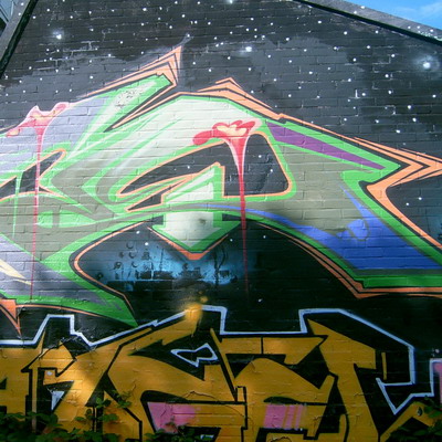 Graffiti and street art from a photo tour in Bremen including colourful sprayed tags and top-to-bottoms.