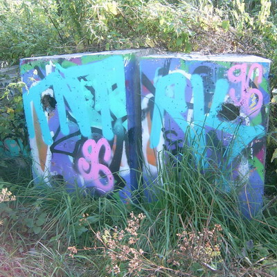 Graffiti and street art from a photo tour in Bremen including colourful sprayed tags and top-to-bottoms.
