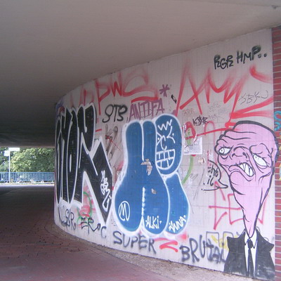 Graffiti and street art from a photo tour in Bremen including colourful sprayed tags and top-to-bottoms.