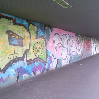 Graffiti and street art from a photo tour in Bremen including colourful sprayed tags and top-to-bottoms.