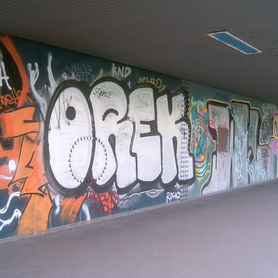 Graffiti and street art from a photo tour in Bremen including colourful sprayed tags and top-to-bottoms.