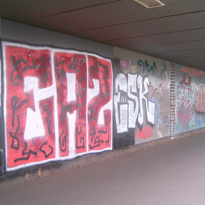 Graffiti and street art from a photo tour in Bremen including colourful sprayed tags and top-to-bottoms.