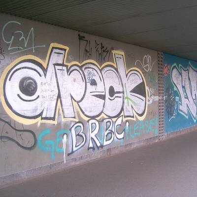Graffiti and street art from a photo tour in Bremen including colourful sprayed tags and top-to-bottoms.