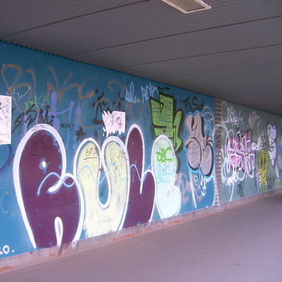 Graffiti and street art from a photo tour in Bremen including colourful sprayed tags and top-to-bottoms.