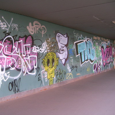 Graffiti and street art from a photo tour in Bremen including colourful sprayed tags and top-to-bottoms.
