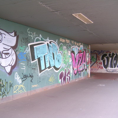 Graffiti and street art from a photo tour in Bremen including colourful sprayed tags and top-to-bottoms.