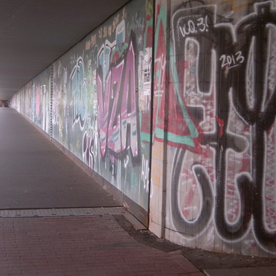 Graffiti and street art from a photo tour in Bremen including colourful sprayed tags and top-to-bottoms.