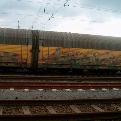 Graffiti and street art from a photo tour in Bremen including colourful sprayed tags and top-to-bottoms.