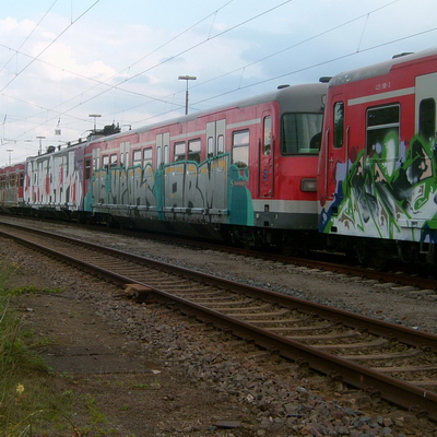 Graffiti and street art from a photo tour in Bremen including colourful sprayed tags and top-to-bottoms.