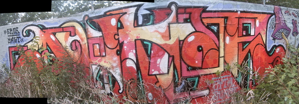 Graffiti and street art from a photo tour in Bremen including colourful sprayed tags and top-to-bottoms.