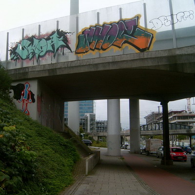 Graffiti and street art from a photo tour in Bremen including colourful sprayed tags and top-to-bottoms.