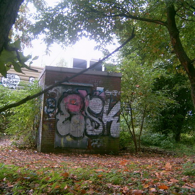 Graffiti and street art from a photo tour in Bremen including colourful sprayed tags and top-to-bottoms.