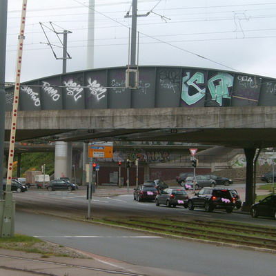 Graffiti and street art from a photo tour in Bremen including colourful sprayed tags and top-to-bottoms.