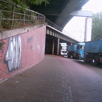 Graffiti and street art from a photo tour in Bremen including colourful sprayed tags and top-to-bottoms.