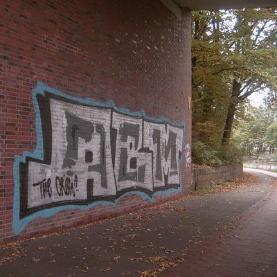 Graffiti and street art from a photo tour in Bremen including colourful sprayed tags and top-to-bottoms.
