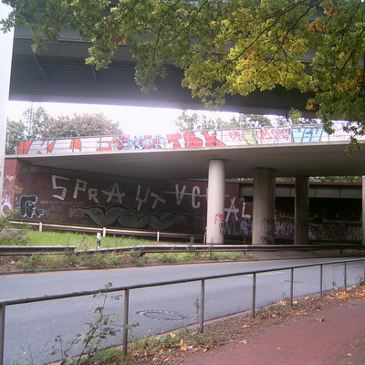 Graffiti and street art from a photo tour in Bremen including colourful sprayed tags and top-to-bottoms.