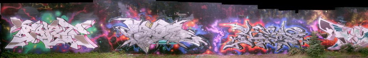 Graffiti and street art from a photo tour in Bremen including colourful sprayed tags and top-to-bottoms.