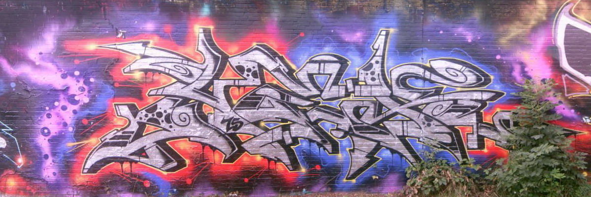 Graffiti and street art from a photo tour in Bremen including colourful sprayed tags and top-to-bottoms.