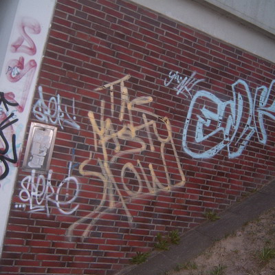 Graffiti and street art from a photo tour in Bremen including colourful sprayed tags and top-to-bottoms.