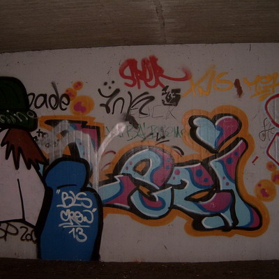 Graffiti and street art from a photo tour in Bremen including colourful sprayed tags and top-to-bottoms.