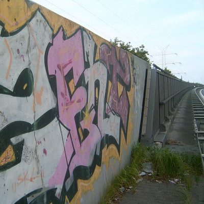 Graffiti and street art from a photo tour in Bremen including colourful sprayed tags and top-to-bottoms.