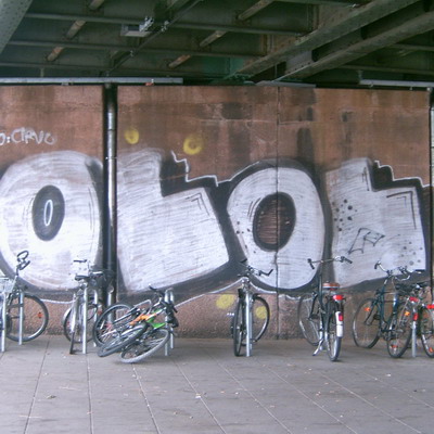 Graffiti and street art from a photo tour in Bremen including colourful sprayed tags and top-to-bottoms.