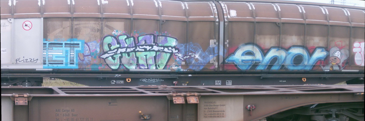 Graffiti and street art from a photo tour in Bremen including colourful sprayed tags and top-to-bottoms.