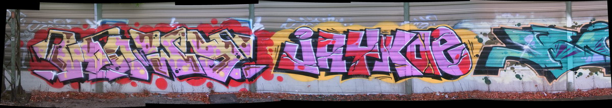 Graffiti and street art from a photo tour in Bremen including colourful sprayed tags and top-to-bottoms.