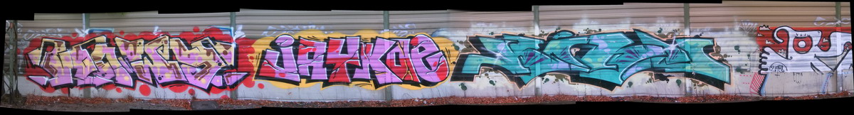 Graffiti and street art from a photo tour in Bremen including colourful sprayed tags and top-to-bottoms.