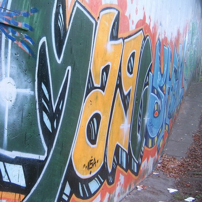 Graffiti and street art from a photo tour in Bremen including colourful sprayed tags and top-to-bottoms.