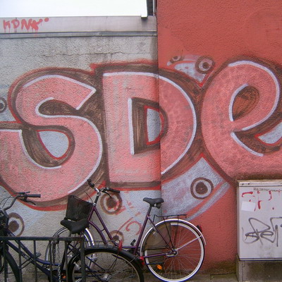 Graffiti and street art from a photo tour in Bremen including colourful sprayed tags and top-to-bottoms.