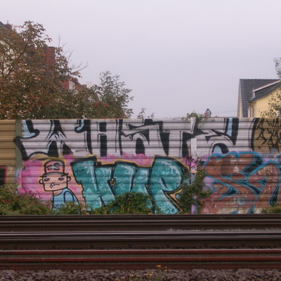 Graffiti and street art from a photo tour in Bremen including colourful sprayed tags and top-to-bottoms.
