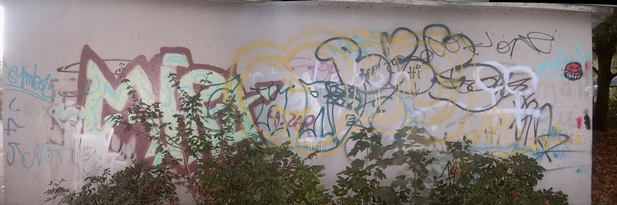 Graffiti and street art from a photo tour in Bremen including colourful sprayed tags and top-to-bottoms.