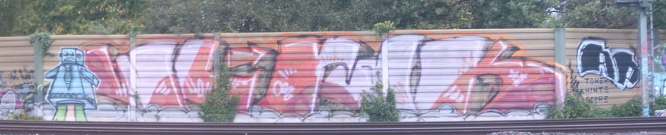 Graffiti and street art from a photo tour in Bremen including colourful sprayed tags and top-to-bottoms.