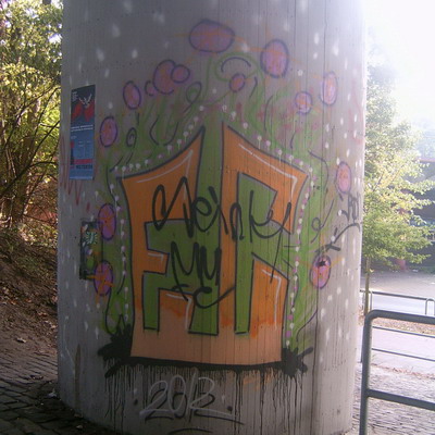 Graffiti and street art from a photo tour in Bremen including colourful sprayed tags and top-to-bottoms.