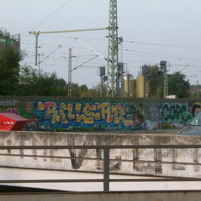 Graffiti and street art from a photo tour in Bremen including colourful sprayed tags and top-to-bottoms.