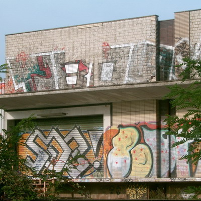 Graffiti and street art from a photo tour in Bremen including colourful sprayed tags and top-to-bottoms.