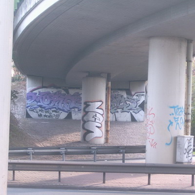 Graffiti and street art from a photo tour in Bremen including colourful sprayed tags and top-to-bottoms.