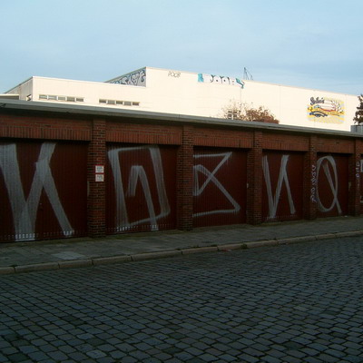 Graffiti and street art from a photo tour in Bremen including colourful sprayed tags and top-to-bottoms.