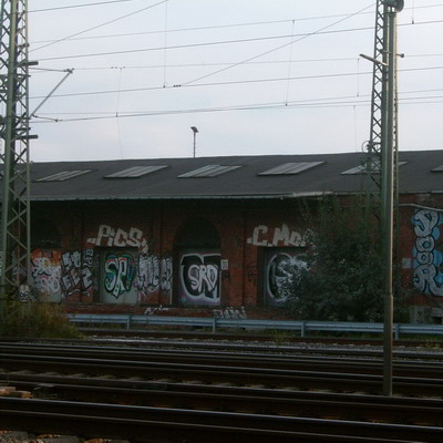 Graffiti and street art from a photo tour in Bremen including colourful sprayed tags and top-to-bottoms.