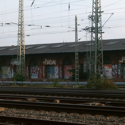 Graffiti and street art from a photo tour in Bremen including colourful sprayed tags and top-to-bottoms.