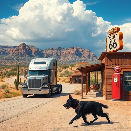 KI-Bild Laster auf der Route 66